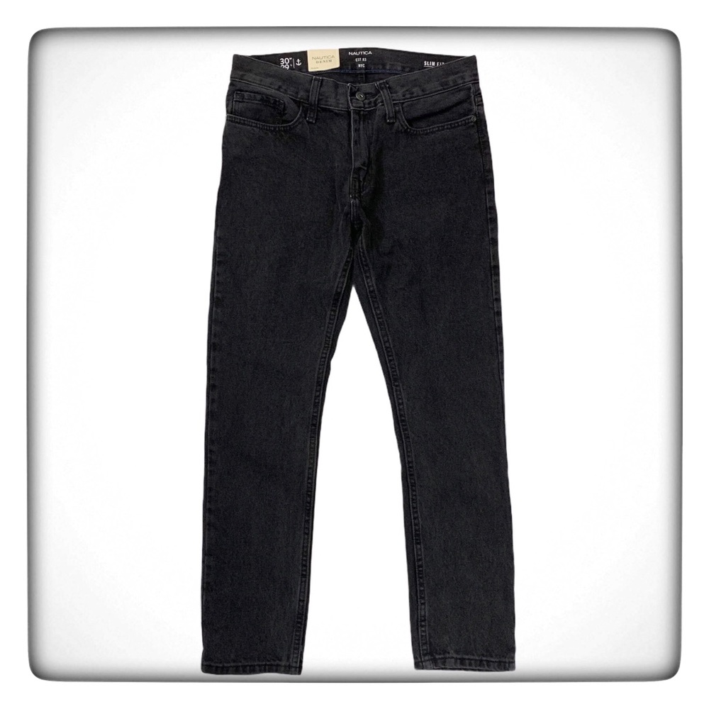 Nautica Denim Slim Straight Jeans Ashen Grey Size 30 Black NWT